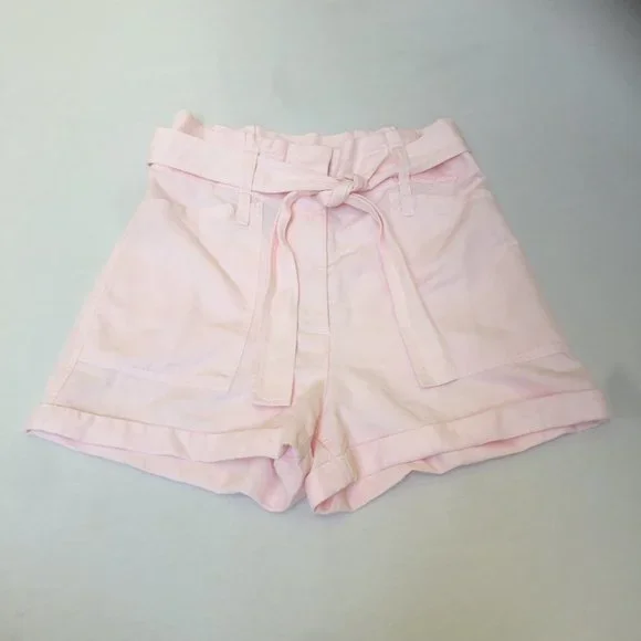 NWT $325 A.L.C Davidson High-Waisted Tie-Belted Shorts in Pale Pink US sz 10